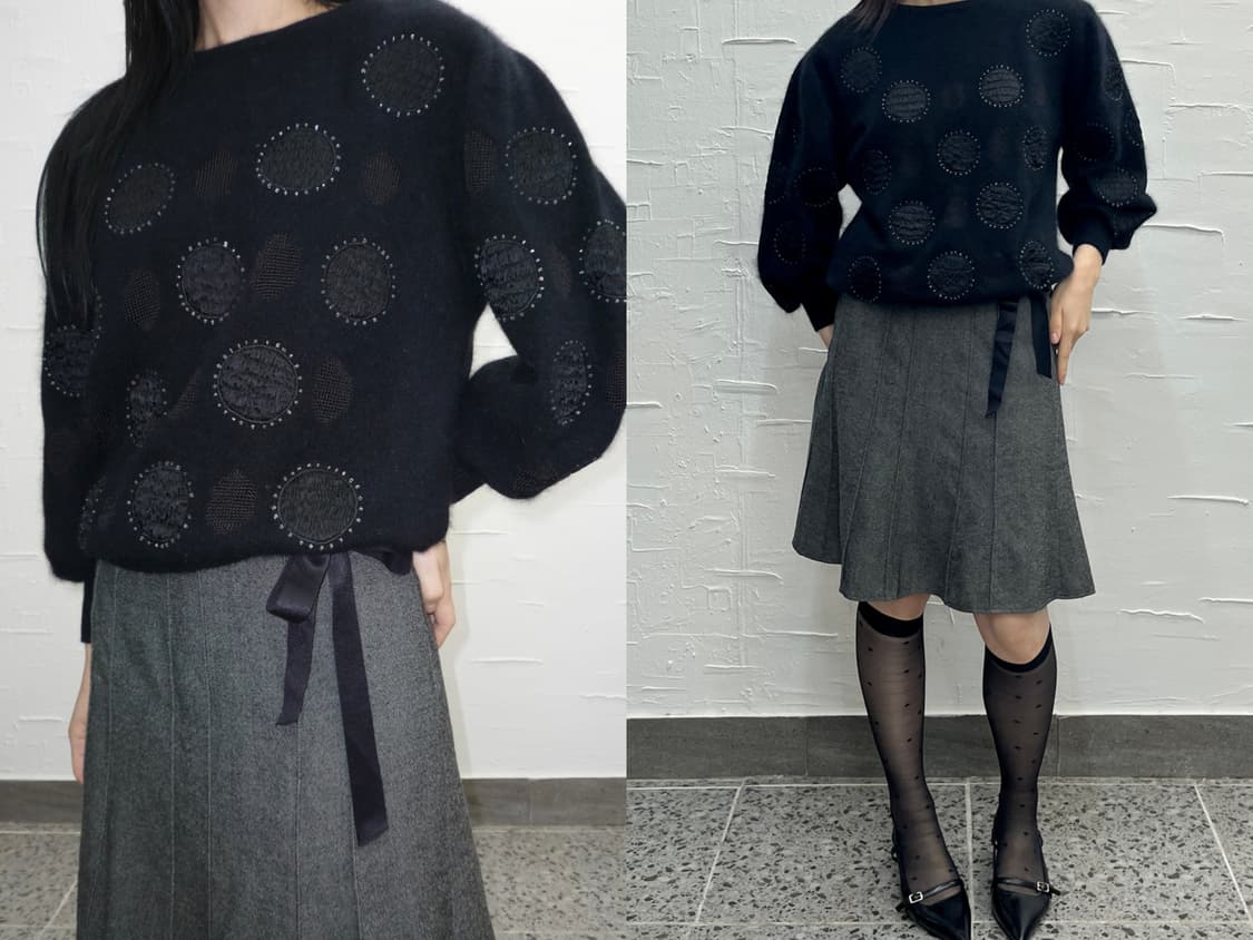 dot black point knit 상품이미지2