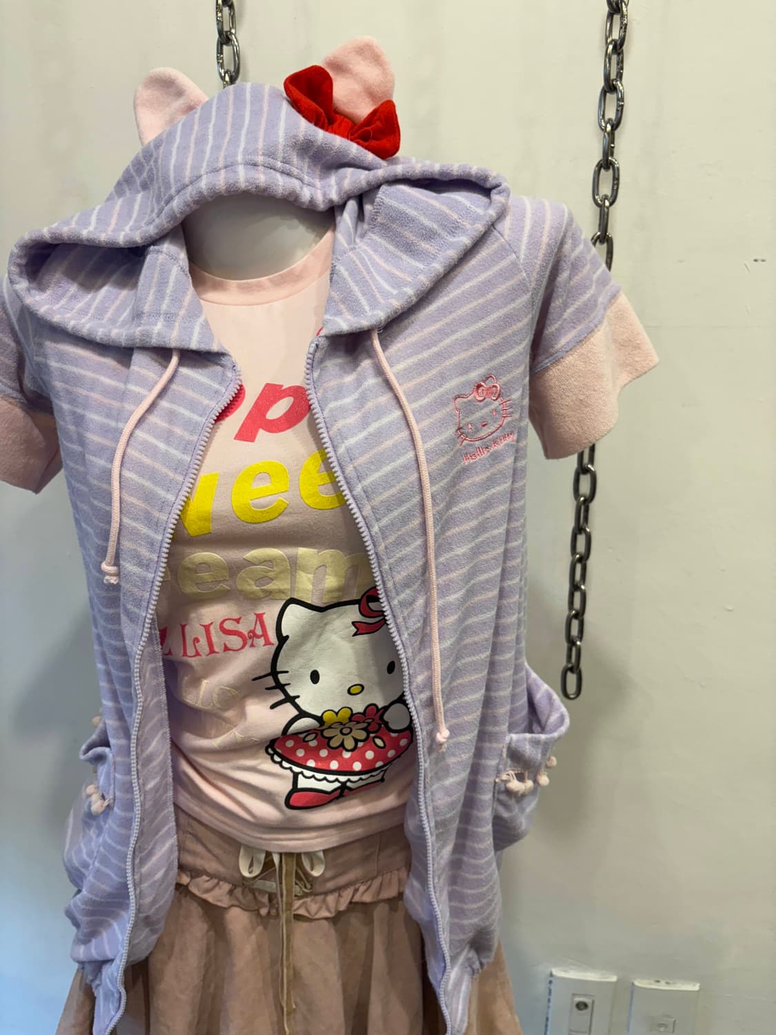 hello kitty 헬로키티 스트라이프 퍼플 후드집업 러블리 상품이미지5