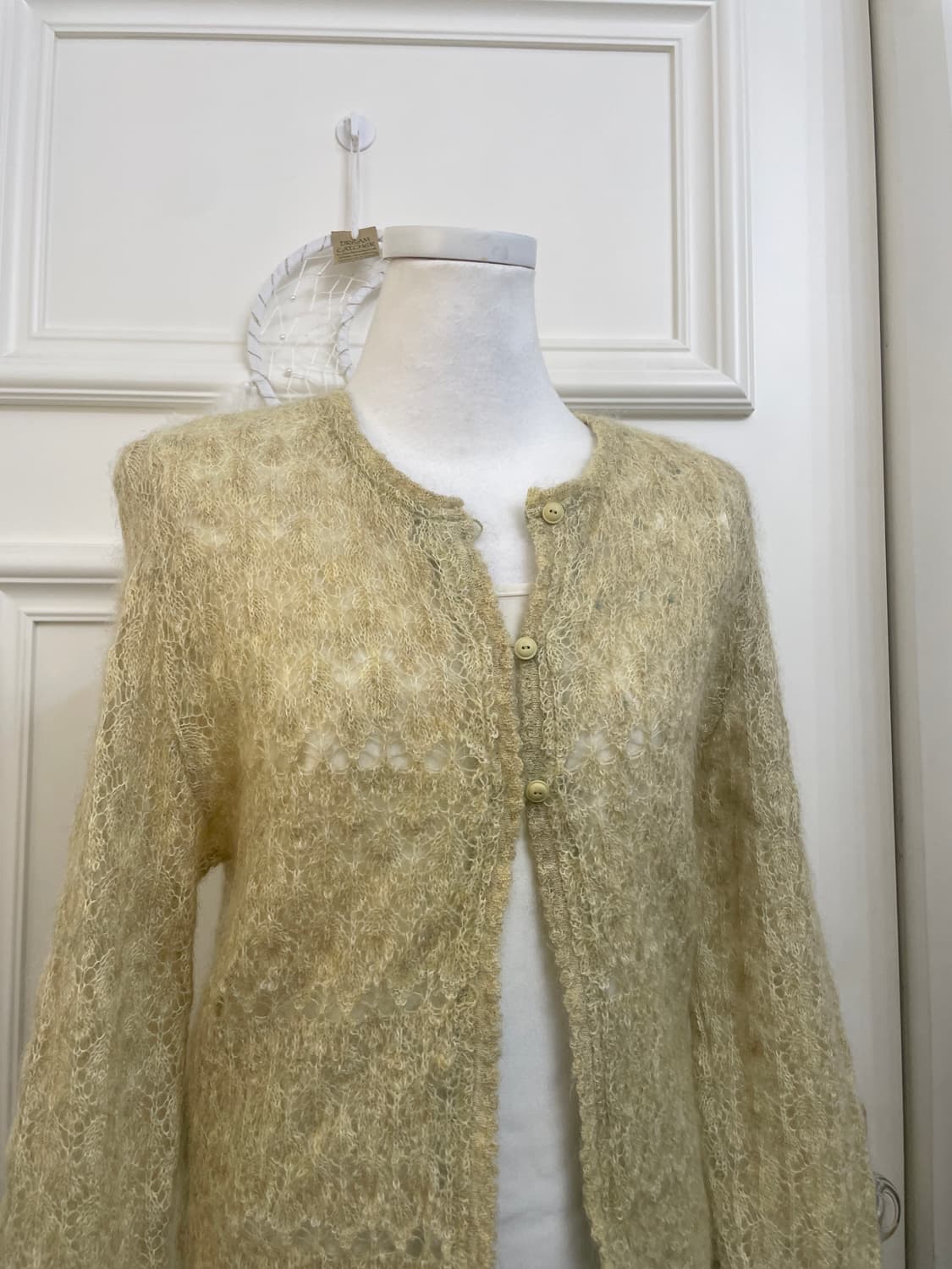 indi green crochet mohair cardigan&ivory 상품이미지6