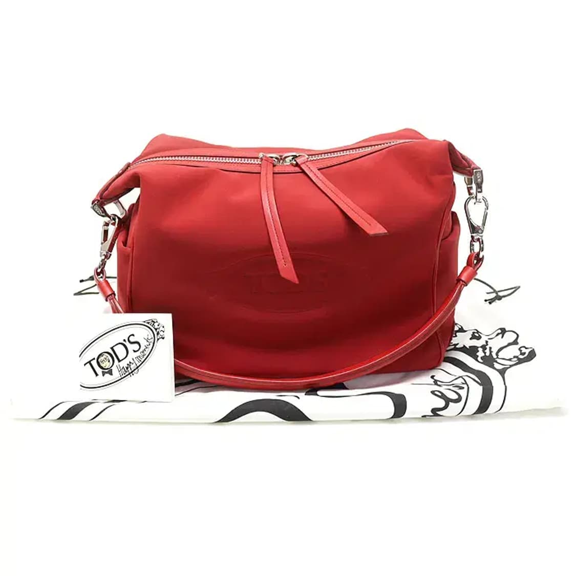 토즈 알버 엘바즈 X 토즈 콜라보 레드 네오프렌 페블 미디움 호보 숄더백 상품이미지2