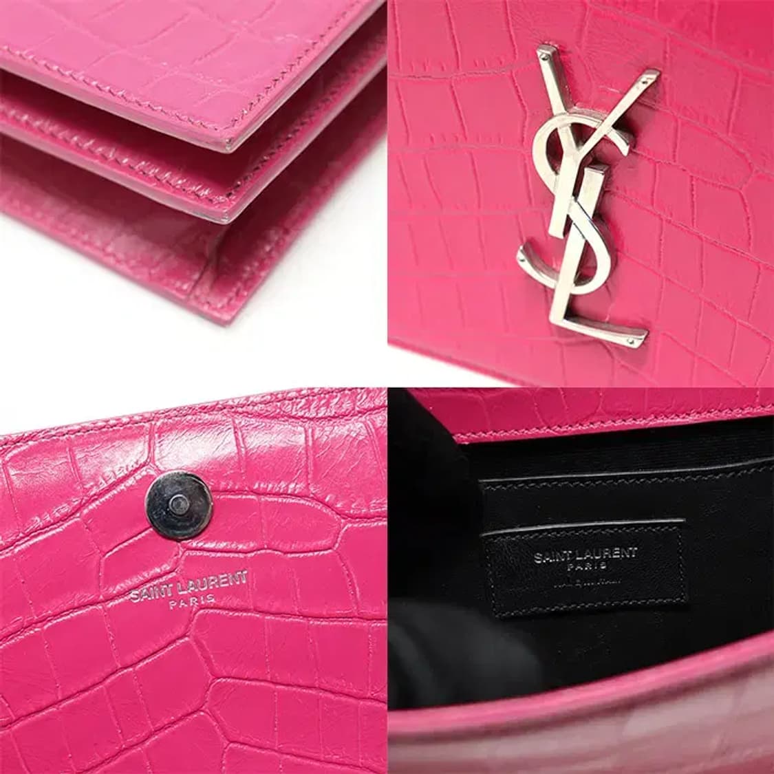 생로랑 400409 핑크 크로커다일 모노그램 클러치 45674YSLC 상품이미지7
