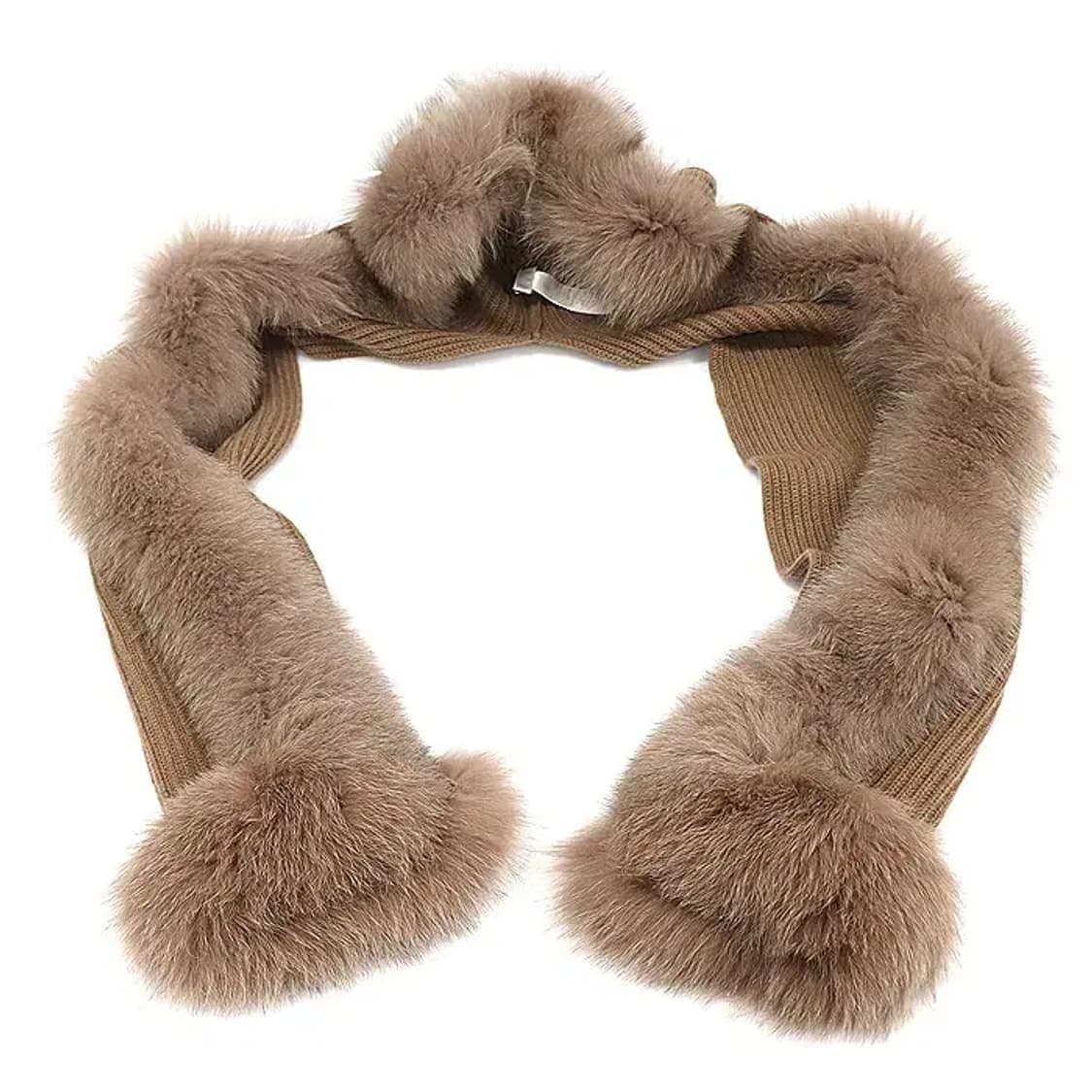 디올 캐시미어 폭스 퍼 브라운 후드 숄 머플러 CO37654CD 상품이미지1