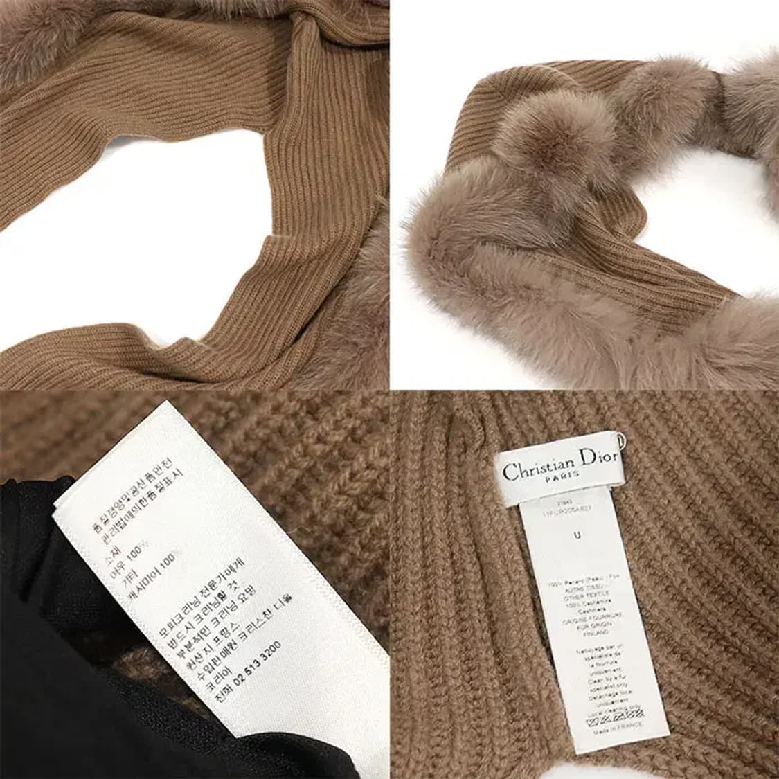 디올 캐시미어 폭스 퍼 브라운 후드 숄 머플러 CO37654CD 상품이미지7
