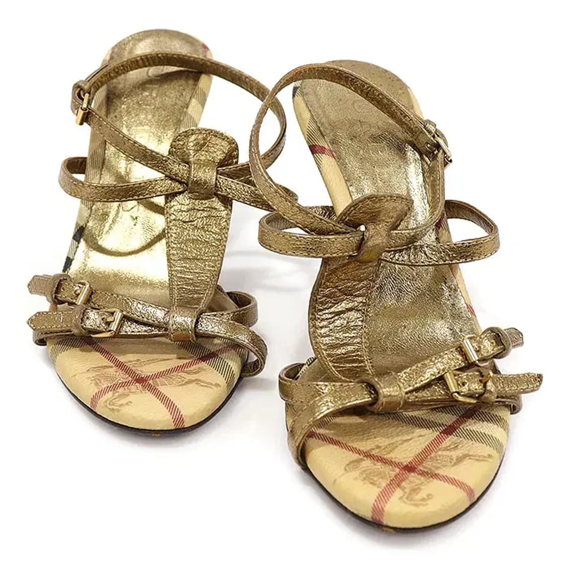 버버리 헤이마켓 체크 스트랩 힐 여성 샌들 CO65055BU 상품이미지1