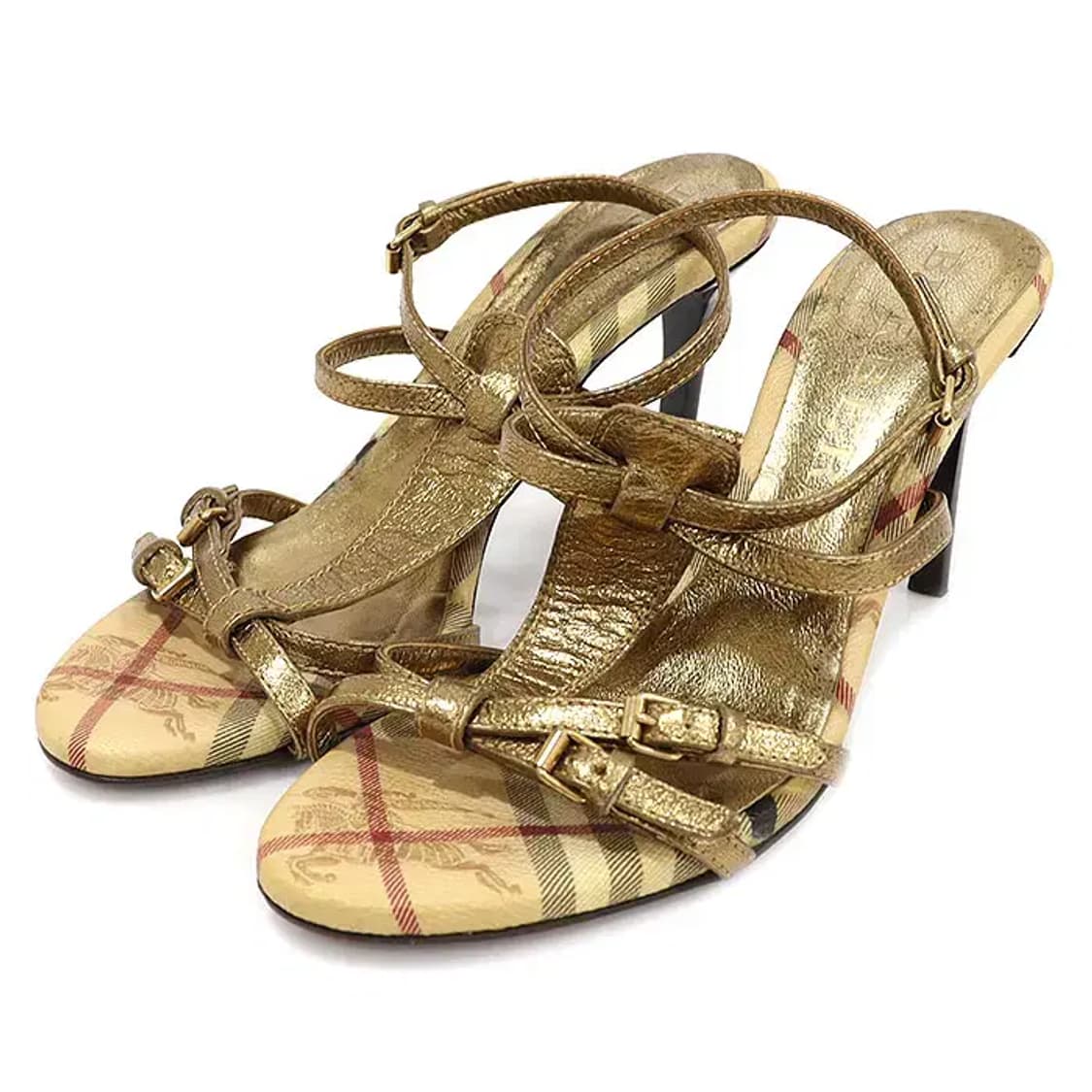 버버리 헤이마켓 체크 스트랩 힐 여성 샌들 CO65055BU 상품이미지2