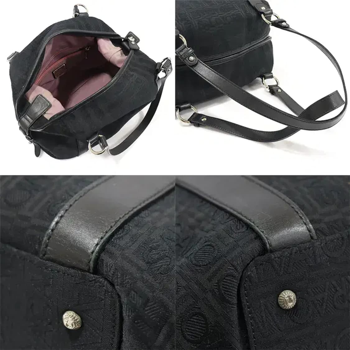 페라가모 21 A345 블랙 로고 패턴 자가드 은장 숄더백 17151FE 상품이미지5