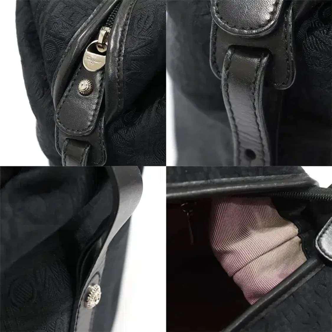 페라가모 21 A345 블랙 로고 패턴 자가드 은장 숄더백 17151FE 상품이미지6