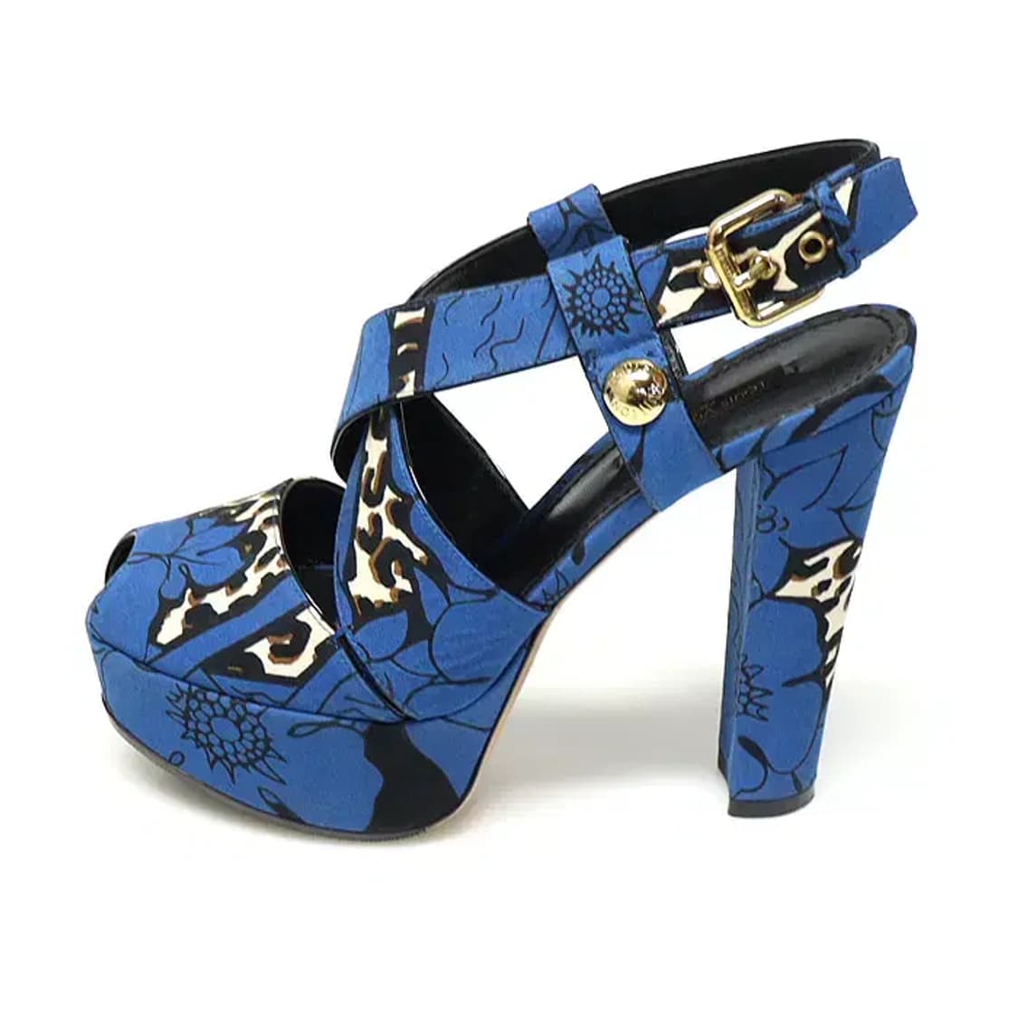루이비통 블루 패브릭 플라워 패턴 스트랩 플랫폼 여성 샌들 13487LV 상품이미지4