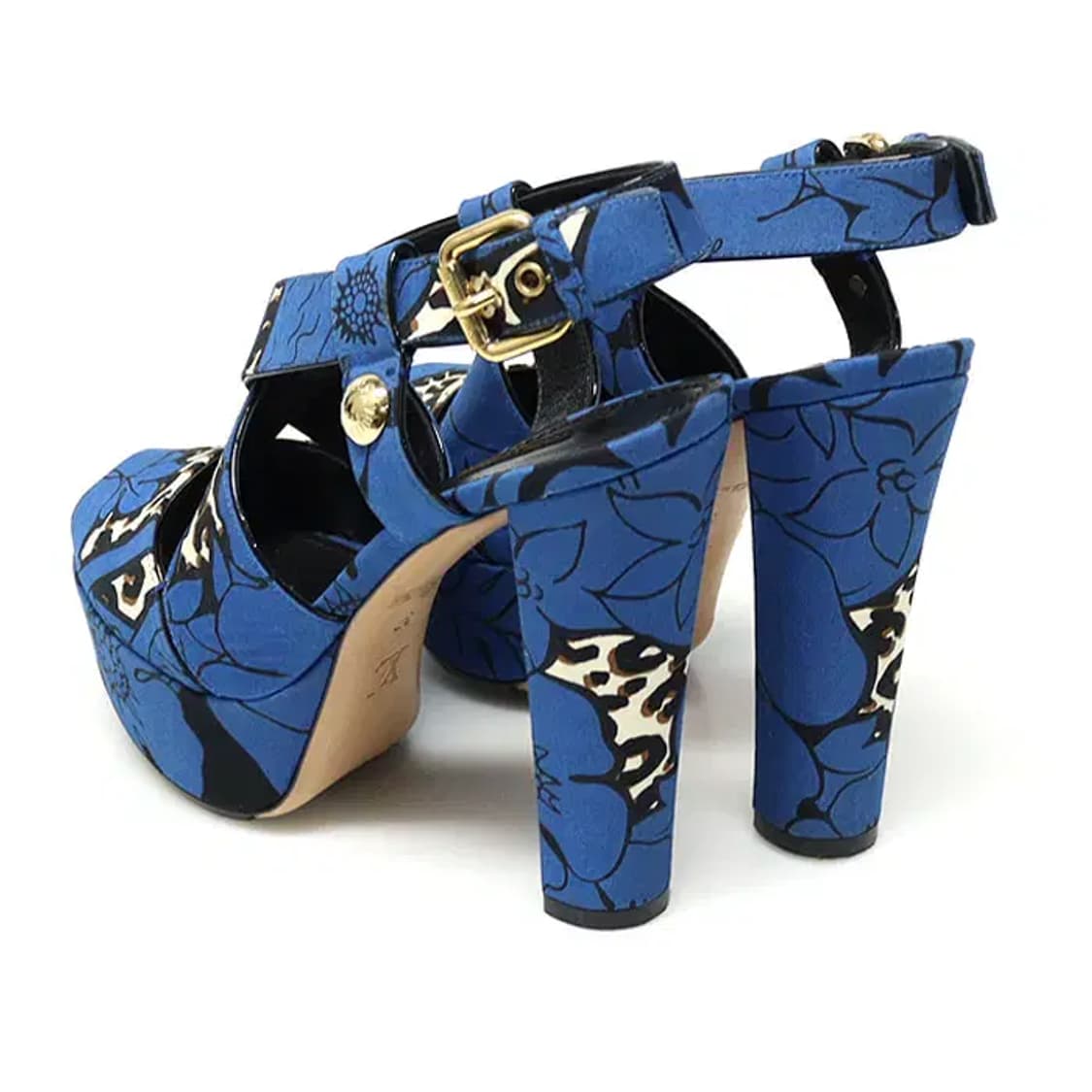 루이비통 블루 패브릭 플라워 패턴 스트랩 플랫폼 여성 샌들 13487LV 상품이미지5
