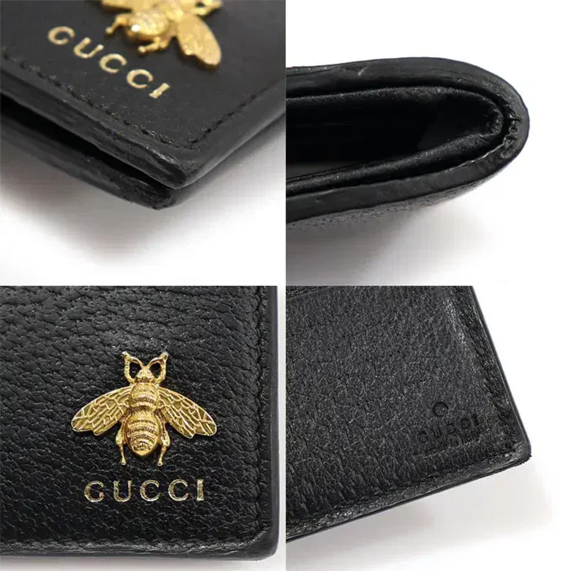 구찌 523664 블랙 레더 메탈 비 애니멀리에 반지갑 EP77145GU 상품이미지7