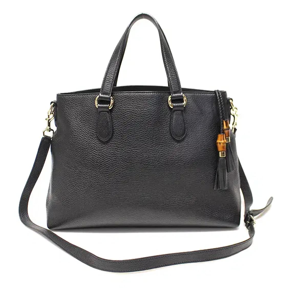 구찌 449642 블랙 레더 금장 뱀부 테슬 2WAY EP63399GU 상품이미지1