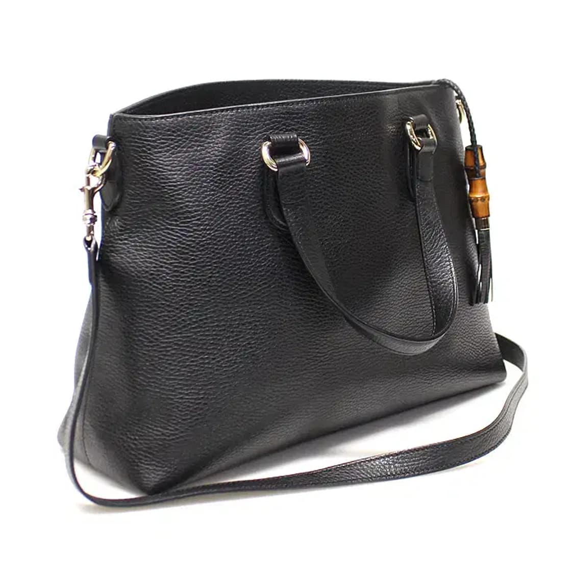 구찌 449642 블랙 레더 금장 뱀부 테슬 2WAY EP63399GU 상품이미지3