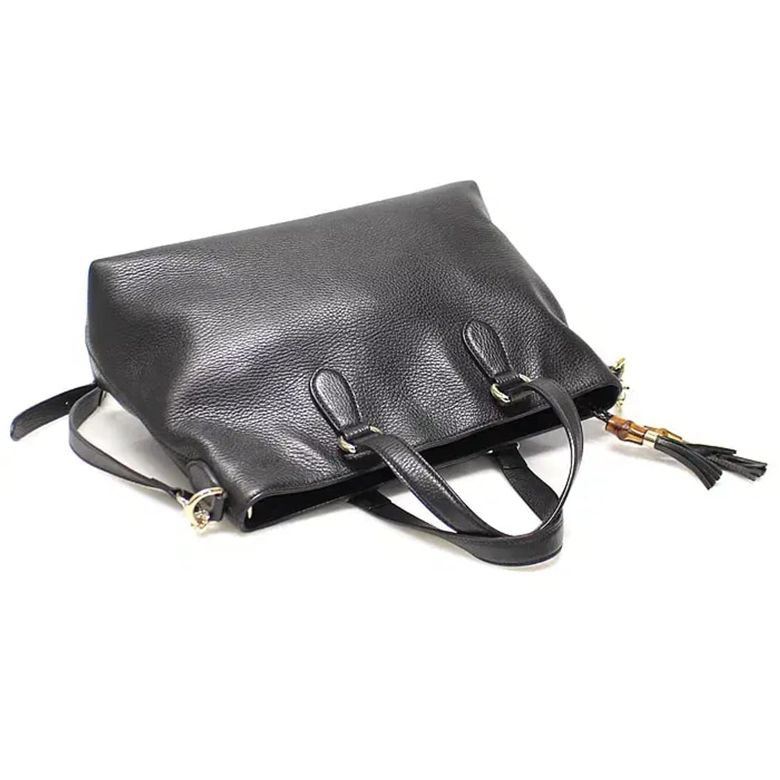 구찌 449642 블랙 레더 금장 뱀부 테슬 2WAY EP63399GU 상품이미지4