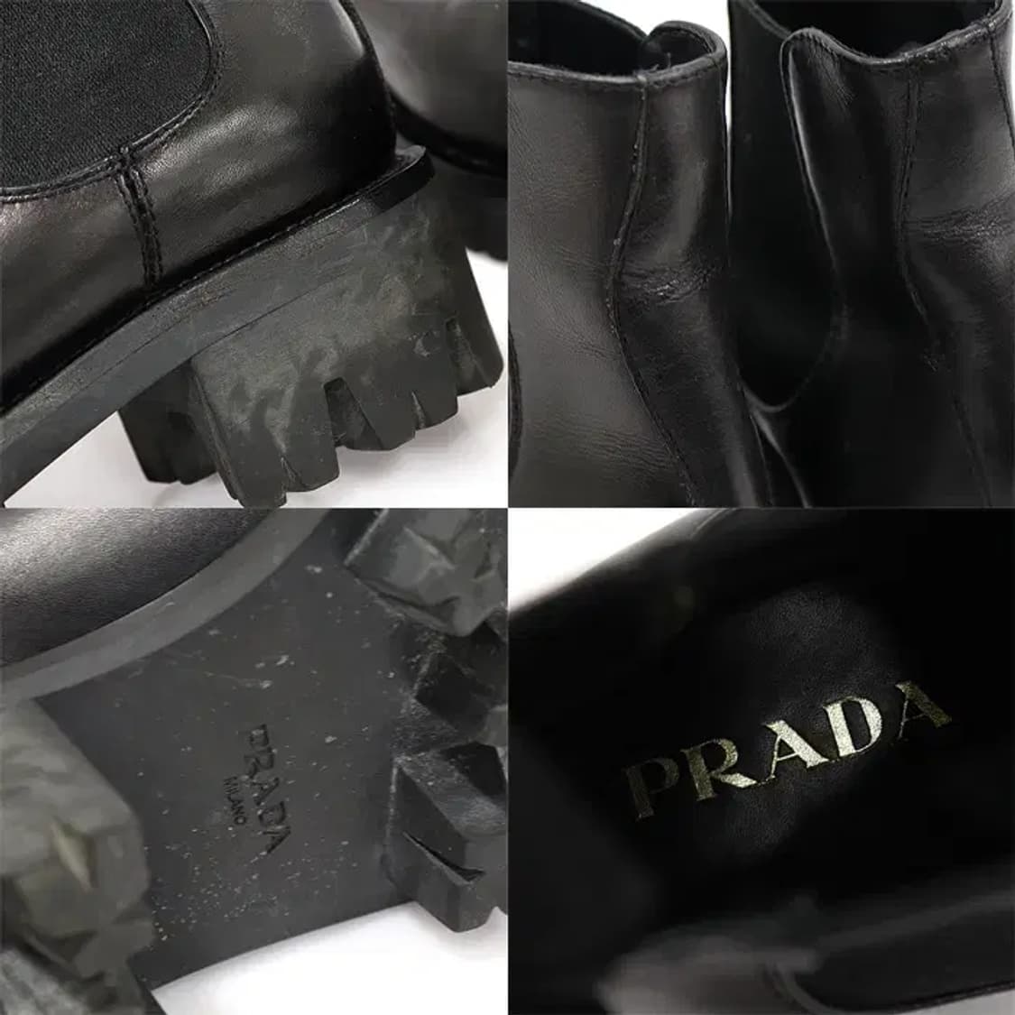 프라다 블랙 브러쉬드 레더 앵클 첼시 여성 부츠 CO26139PR 상품이미지7