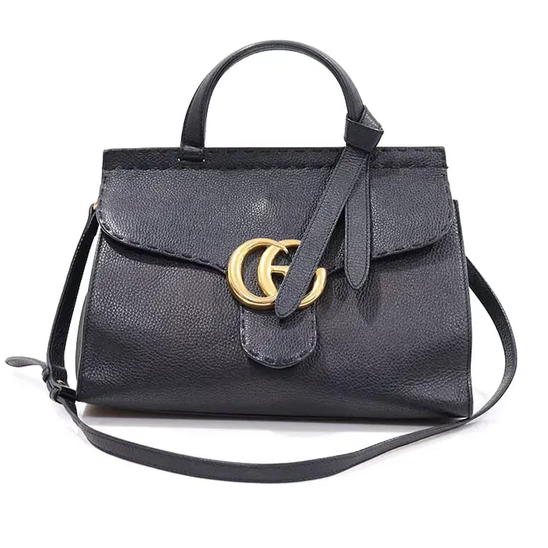 구찌 421890 블랙 레더 GG 마몽 스몰 탑 핸들 EP13709GU 상품이미지1