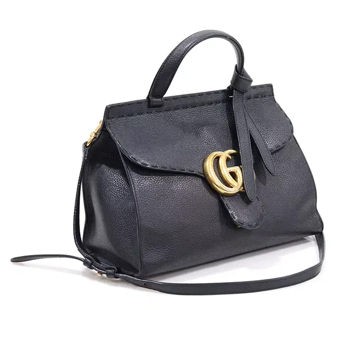 구찌 421890 블랙 레더 GG 마몽 스몰 탑 핸들 EP13709GU 상품이미지2