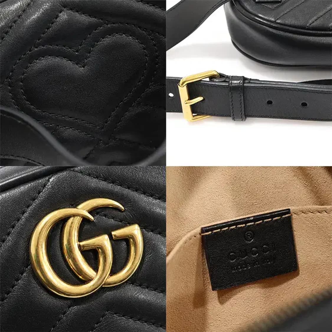 구찌 476434 블랙 금장 GG 마몽 힙색 벨트백 EP93964GU 상품이미지7