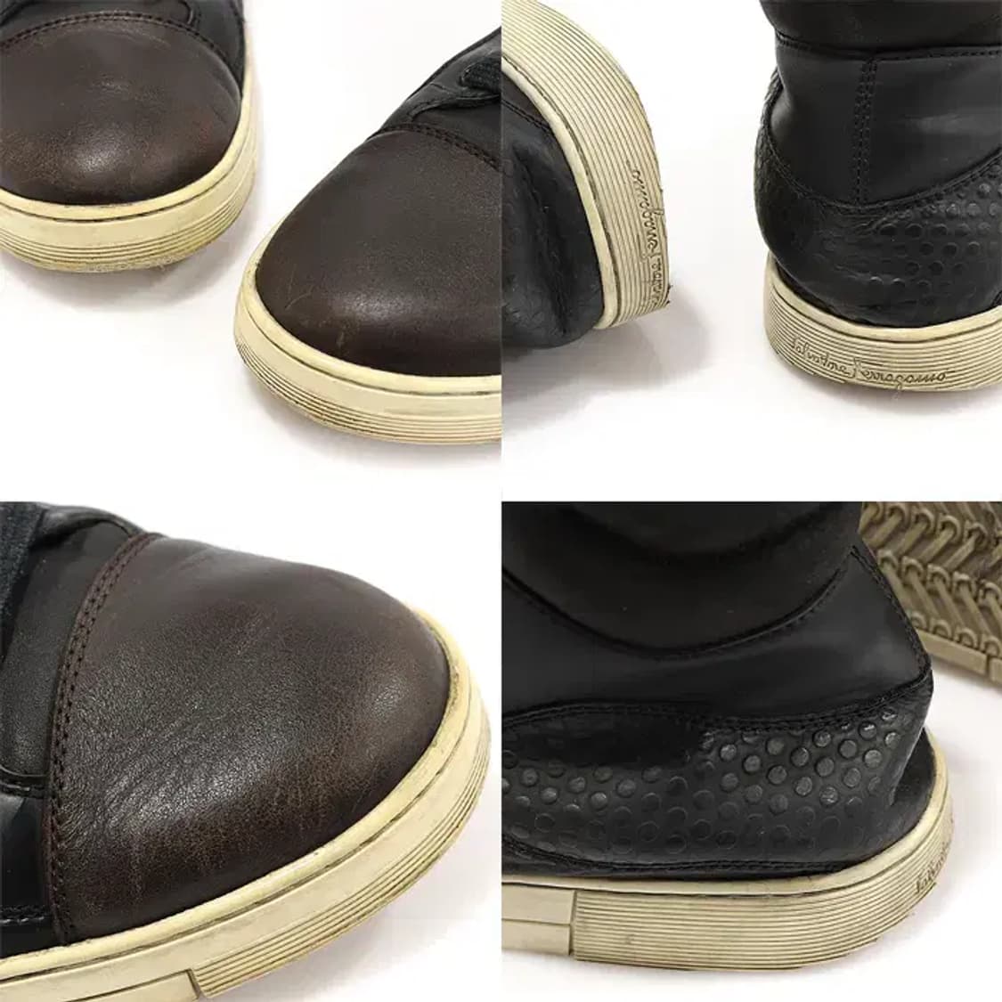 페라가모 블랙 레더 브라운 캡 토 하이탑 남성 스니커즈 CO06285FE 상품이미지6