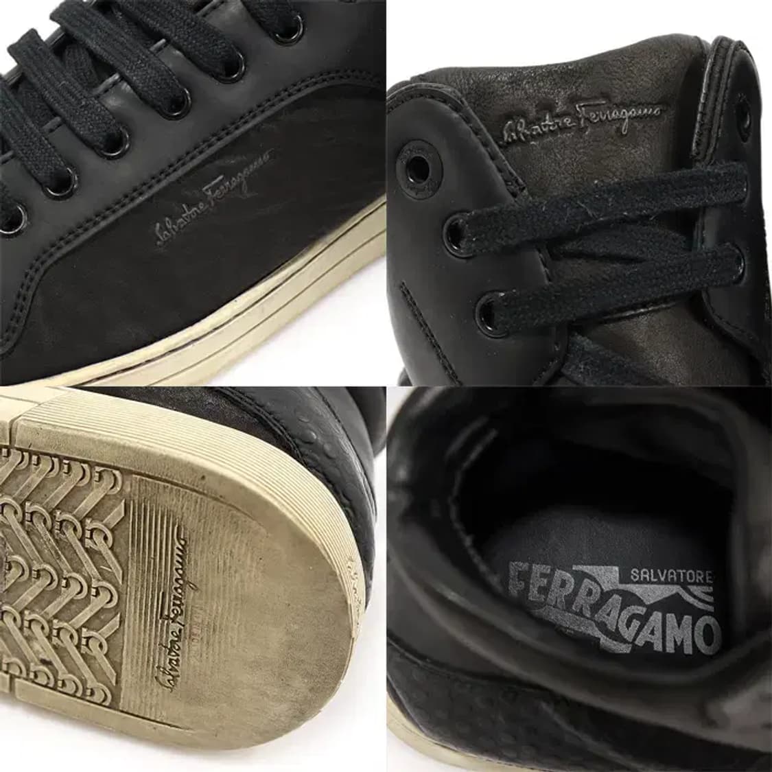 페라가모 블랙 레더 브라운 캡 토 하이탑 남성 스니커즈 CO06285FE 상품이미지7