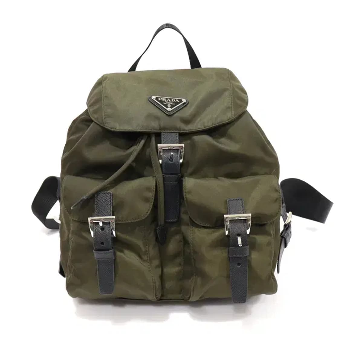 프라다 1BZ677 카키 나일론 은장 트라이앵글 스몰 벨라 백팩 상품이미지1