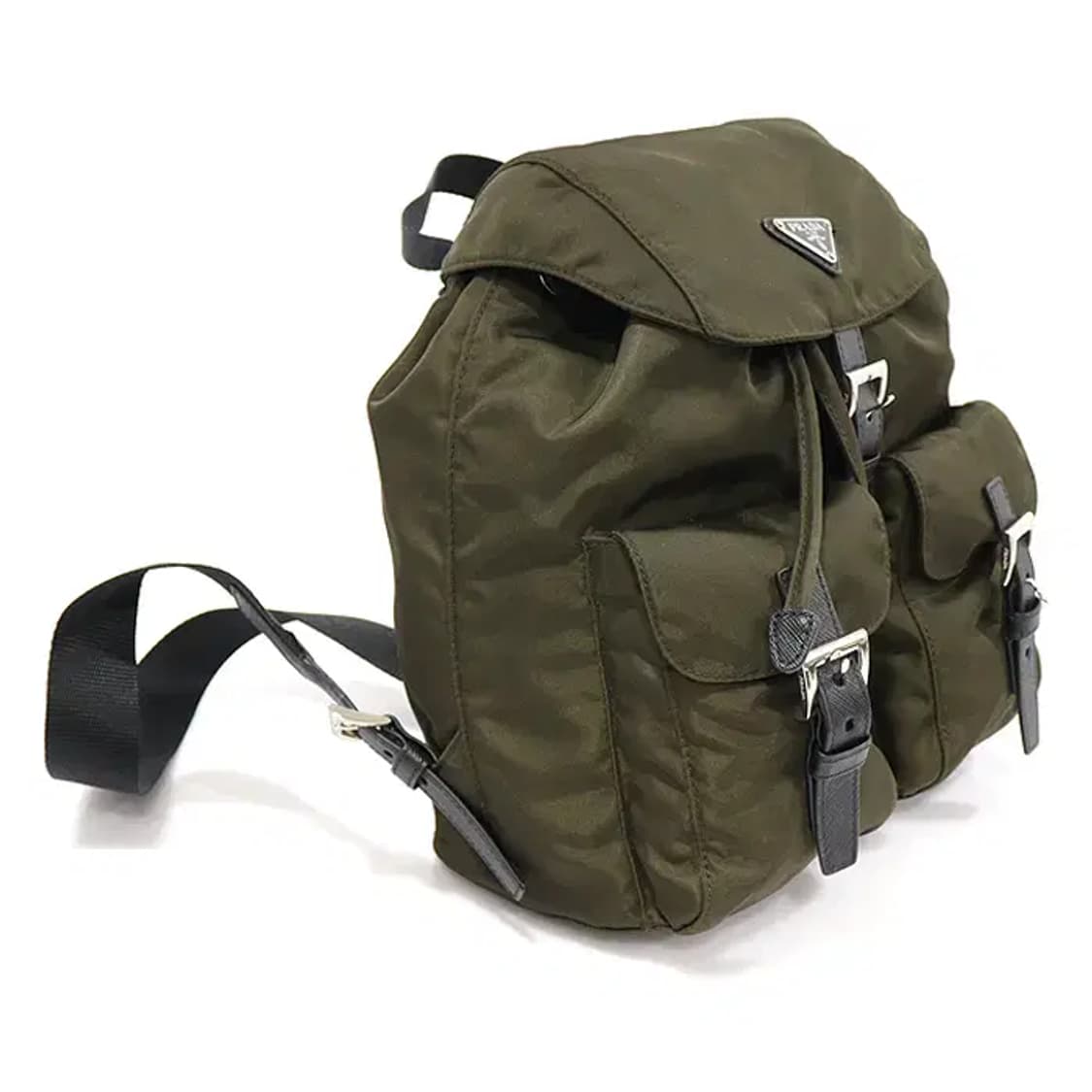 프라다 1BZ677 카키 나일론 은장 트라이앵글 스몰 벨라 백팩 상품이미지3