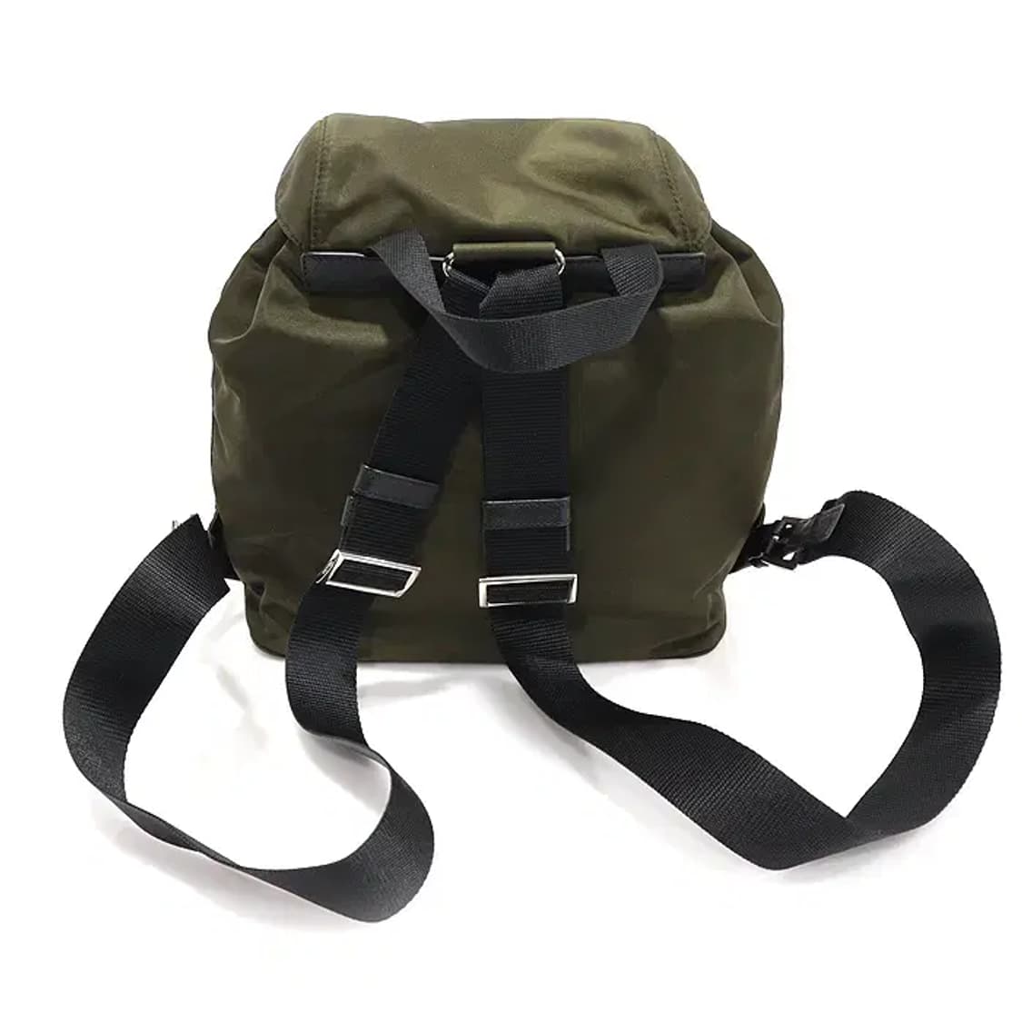 프라다 1BZ677 카키 나일론 은장 트라이앵글 스몰 벨라 백팩 상품이미지4