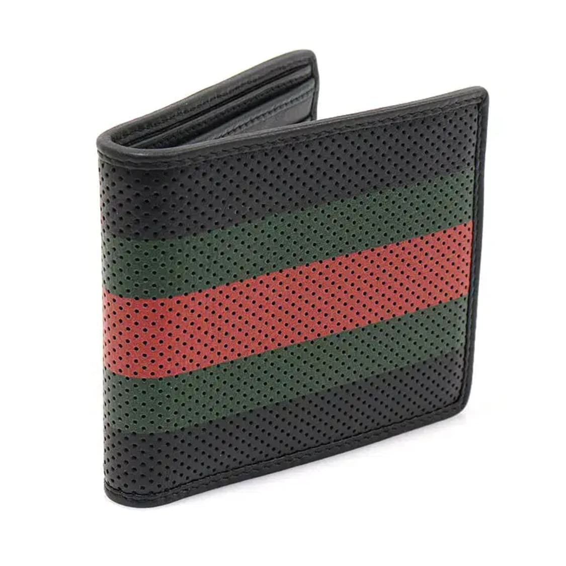 구찌 352263 블랙 레더 WEB 퍼포레이티드 반지갑 EP98954GU 상품이미지3