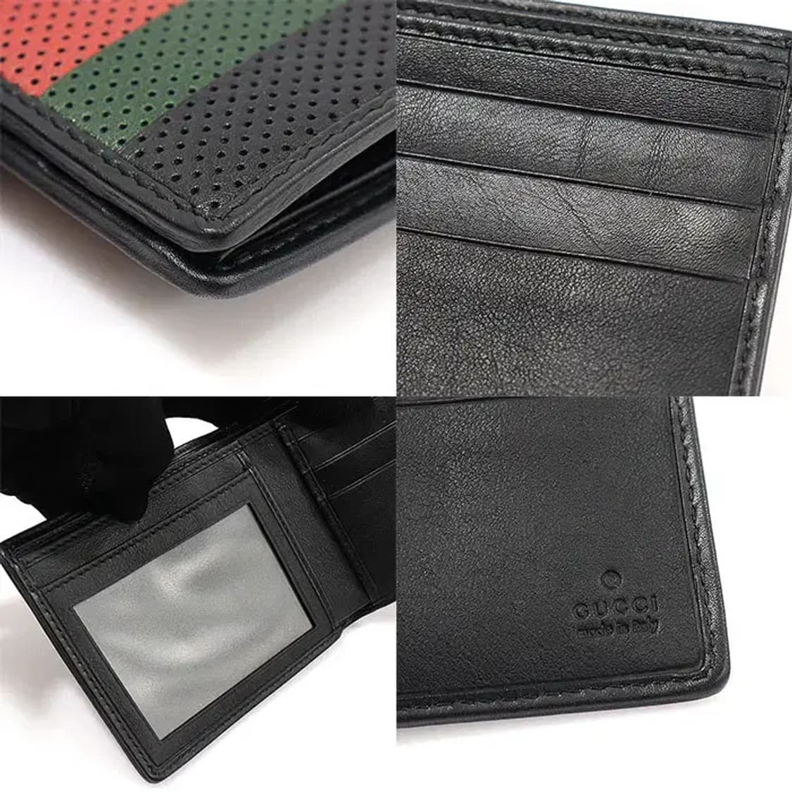 구찌 352263 블랙 레더 WEB 퍼포레이티드 반지갑 EP98954GU 상품이미지7