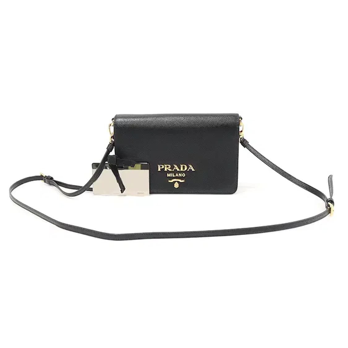 프라다 1BP019 블랙 사피아노 금장 미니 크로스백 CO56979PR 상품이미지1