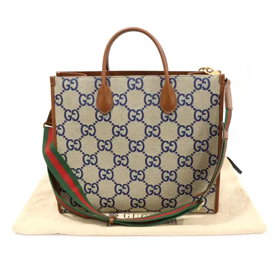 구찌 678839 점보 GG 캔버스 브라운 레더 토트 EP72846GU 상품이미지2