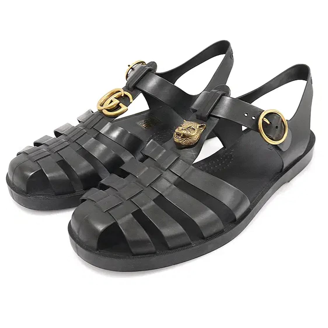 구찌 463463 블랙 러버 더블 G 스트랩 남성 샌들 EP85747GU 상품이미지3