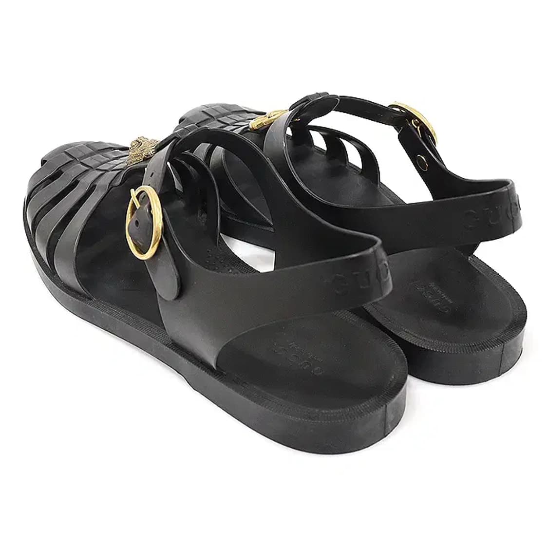 구찌 463463 블랙 러버 더블 G 스트랩 남성 샌들 EP85747GU 상품이미지5