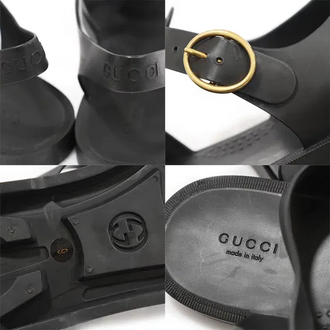 구찌 463463 블랙 러버 더블 G 스트랩 남성 샌들 EP85747GU 상품이미지7