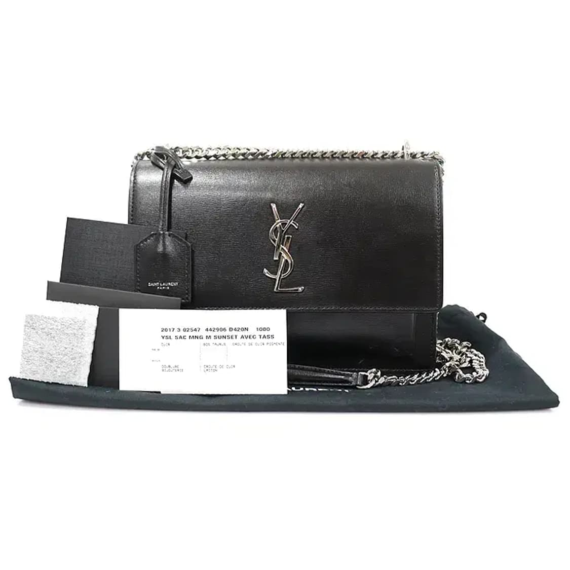 생로랑 442906 블랙 은장 체인 선셋 미듐 숄더백 EP82592YSL 상품이미지2