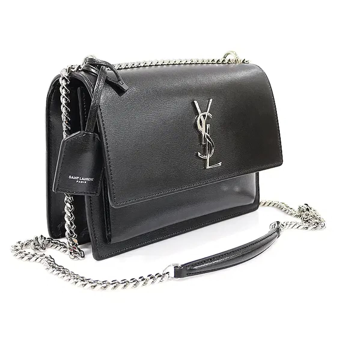 생로랑 442906 블랙 은장 체인 선셋 미듐 숄더백 EP82592YSL 상품이미지3