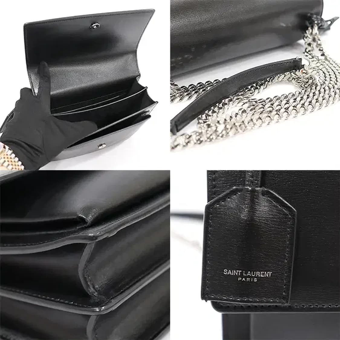 생로랑 442906 블랙 은장 체인 선셋 미듐 숄더백 EP82592YSL 상품이미지6