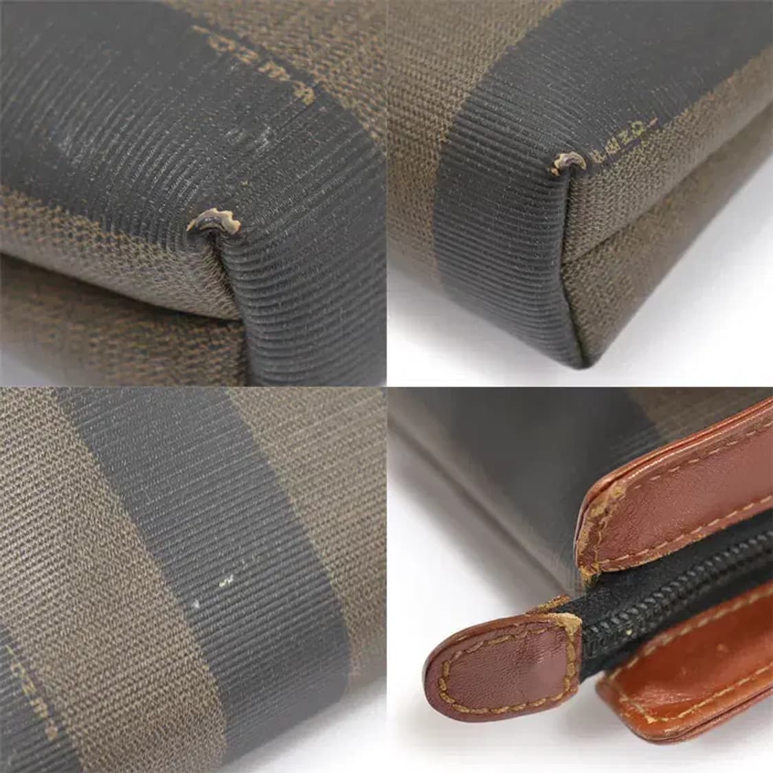 펜디 11808 PVC 페퀸 스트라이프 브라운 클러치 CO81312FD 상품이미지6