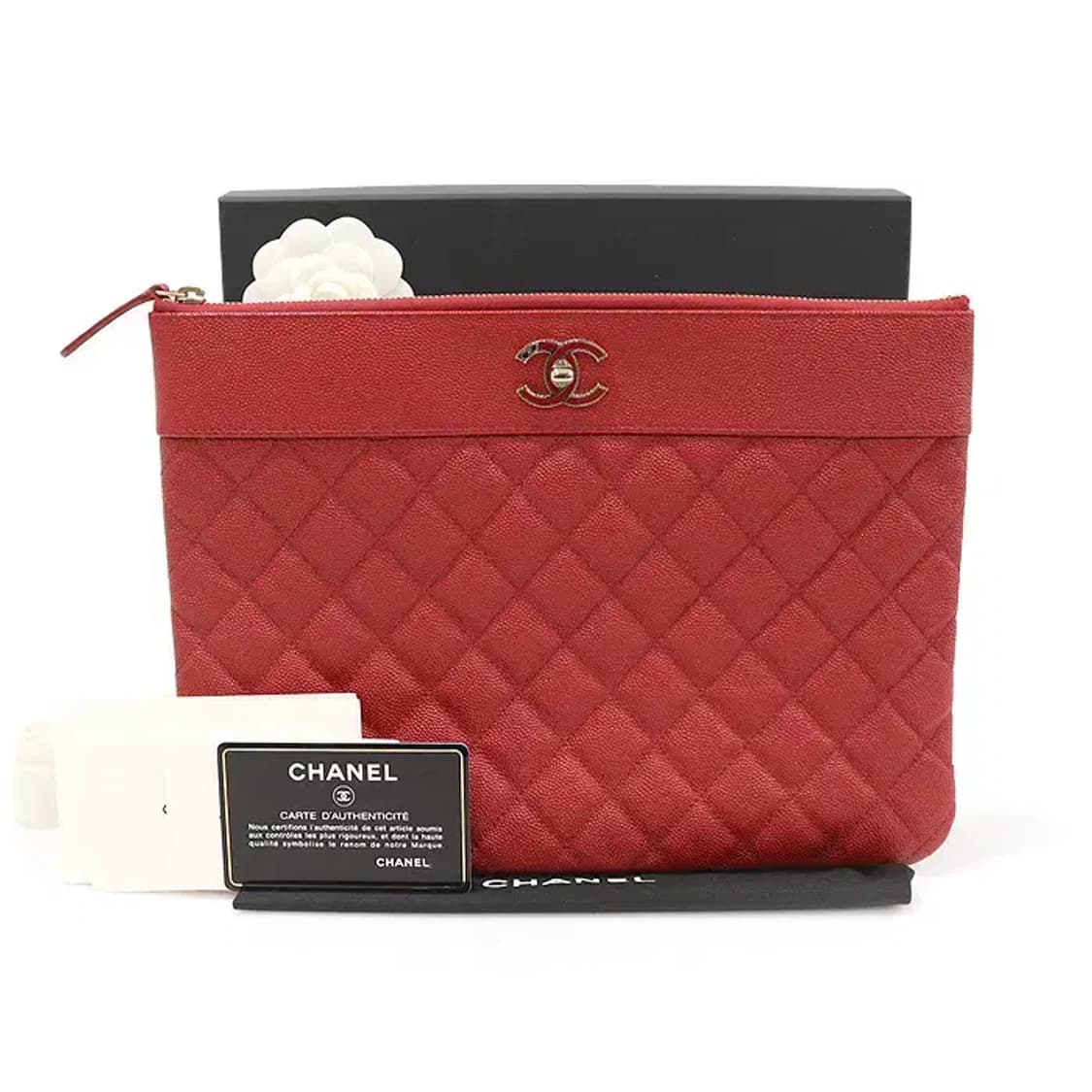 샤넬 A80992 레드 캐비어 금장 클래식 뉴미듐 클러치 57286CHC 상품이미지2