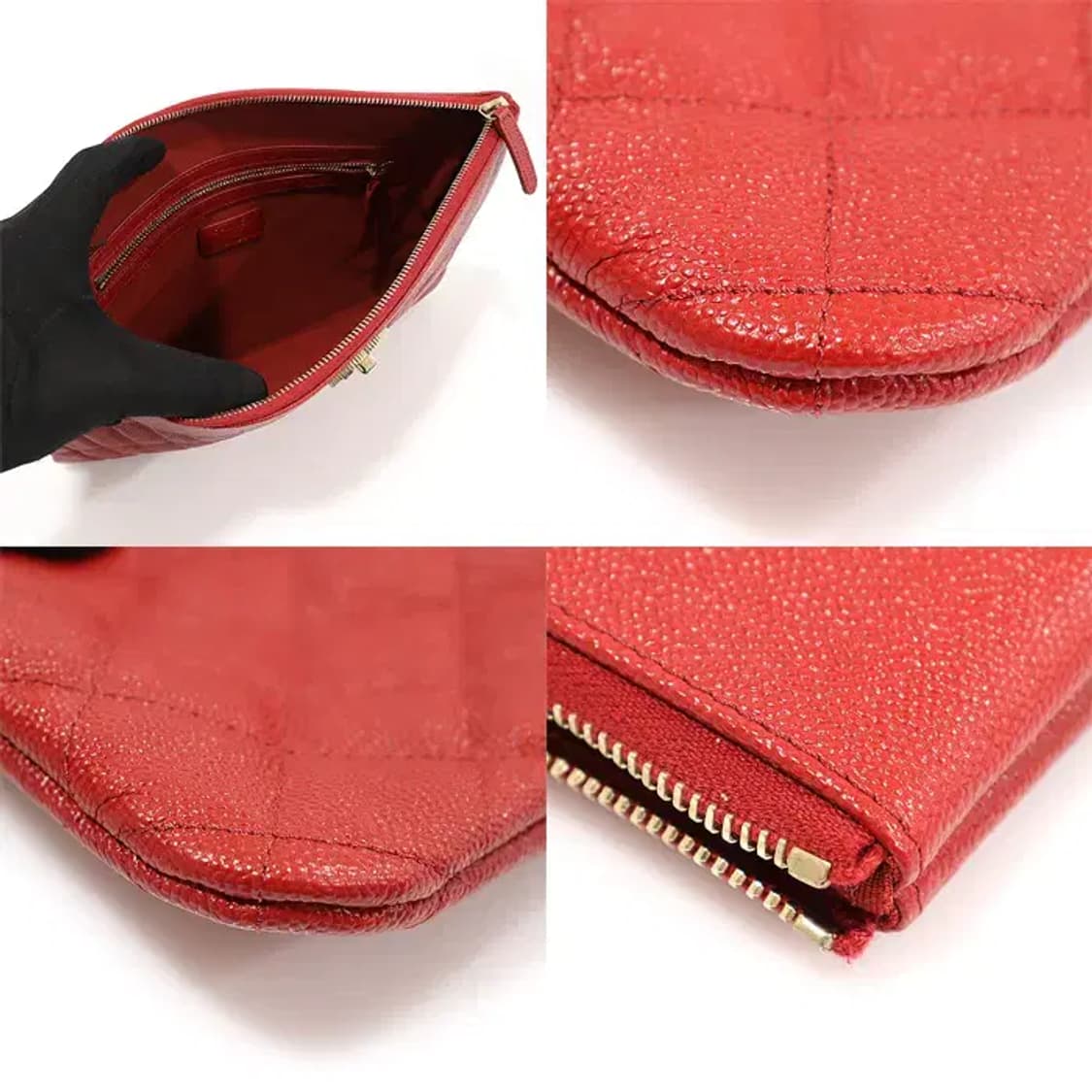 샤넬 A80992 레드 캐비어 금장 클래식 뉴미듐 클러치 57286CHC 상품이미지6