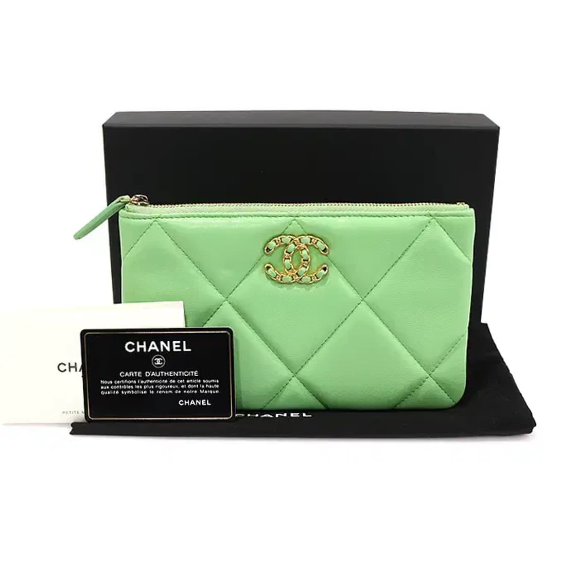 샤넬 AP1059 그린 고트스킨 금장 19 스몰 파우치 40515CHC 상품이미지2