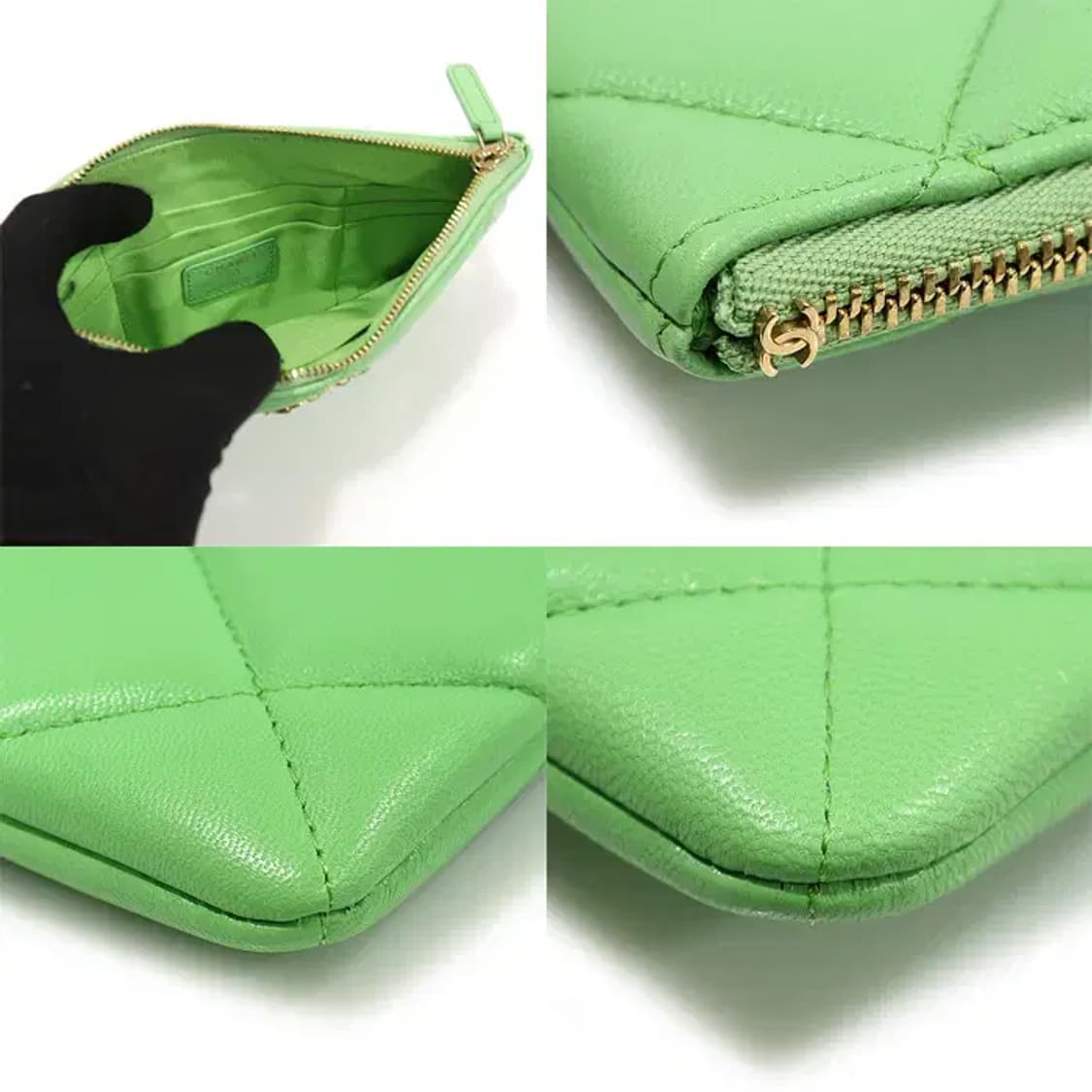 샤넬 AP1059 그린 고트스킨 금장 19 스몰 파우치 40515CHC 상품이미지6