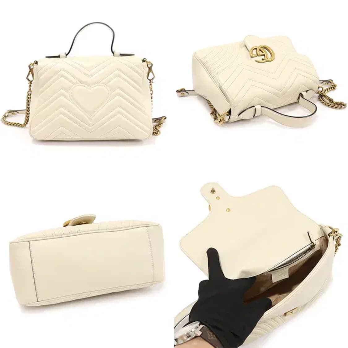 구찌 498110 GG 금장 체인 마몽 탑핸들 스몰 EP74761GU 상품이미지4