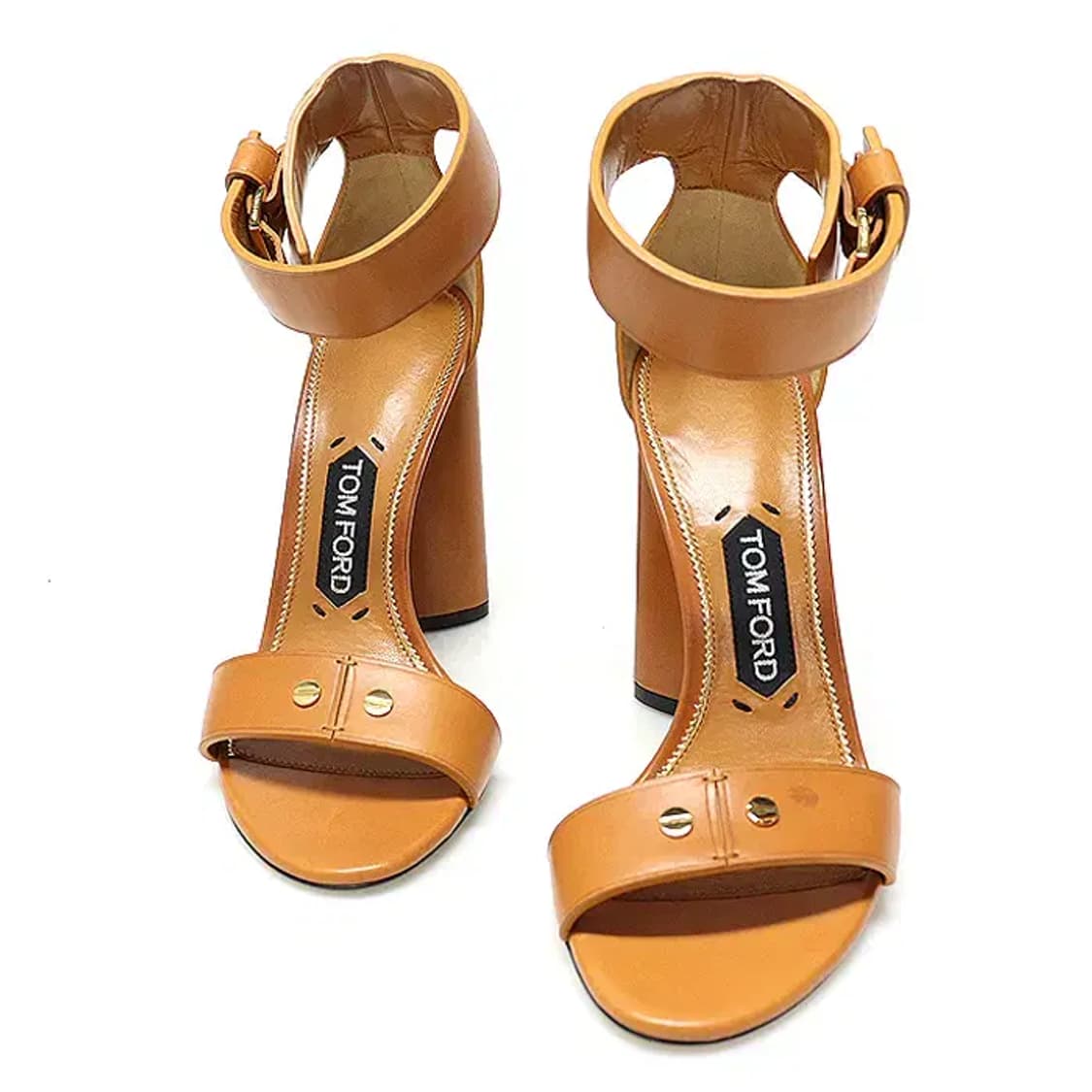 톰포드 W2063T 브라운 레더 블럭 힐 여성 샌들 23424TOM 상품이미지1