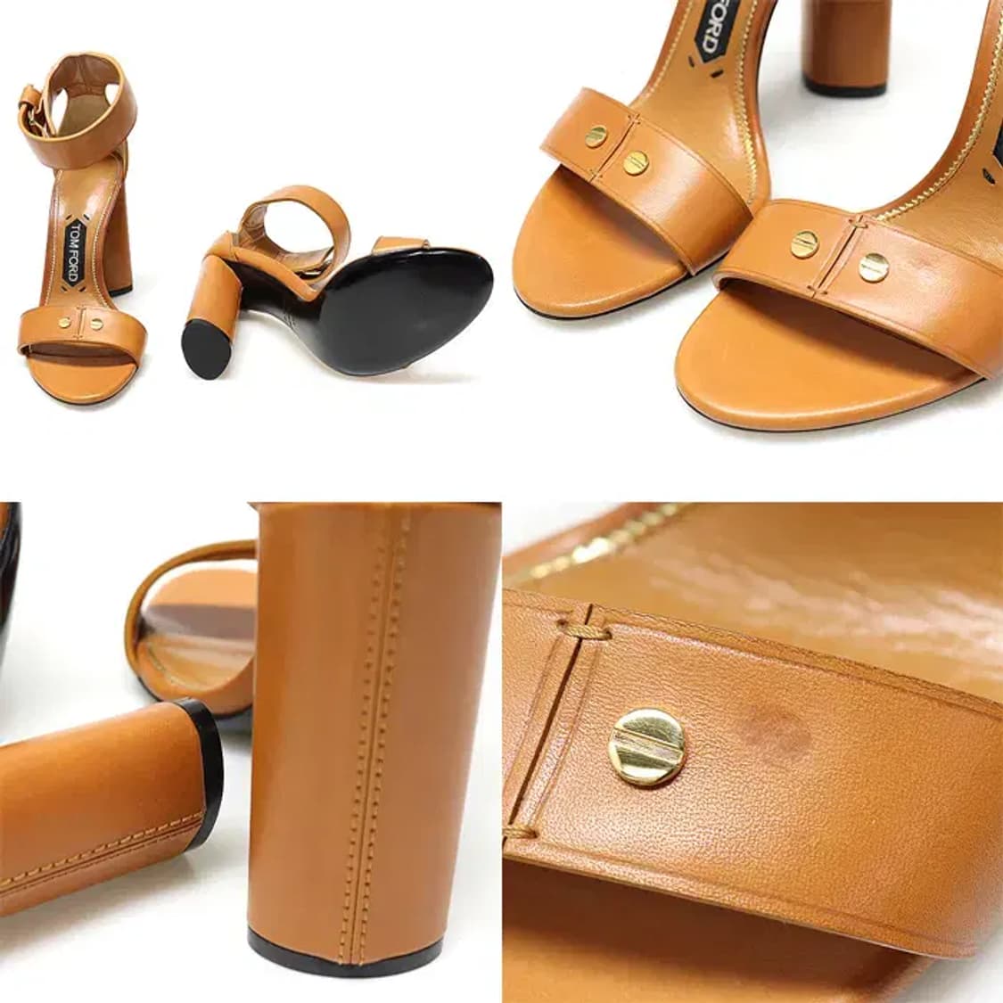 톰포드 W2063T 브라운 레더 블럭 힐 여성 샌들 23424TOM 상품이미지6