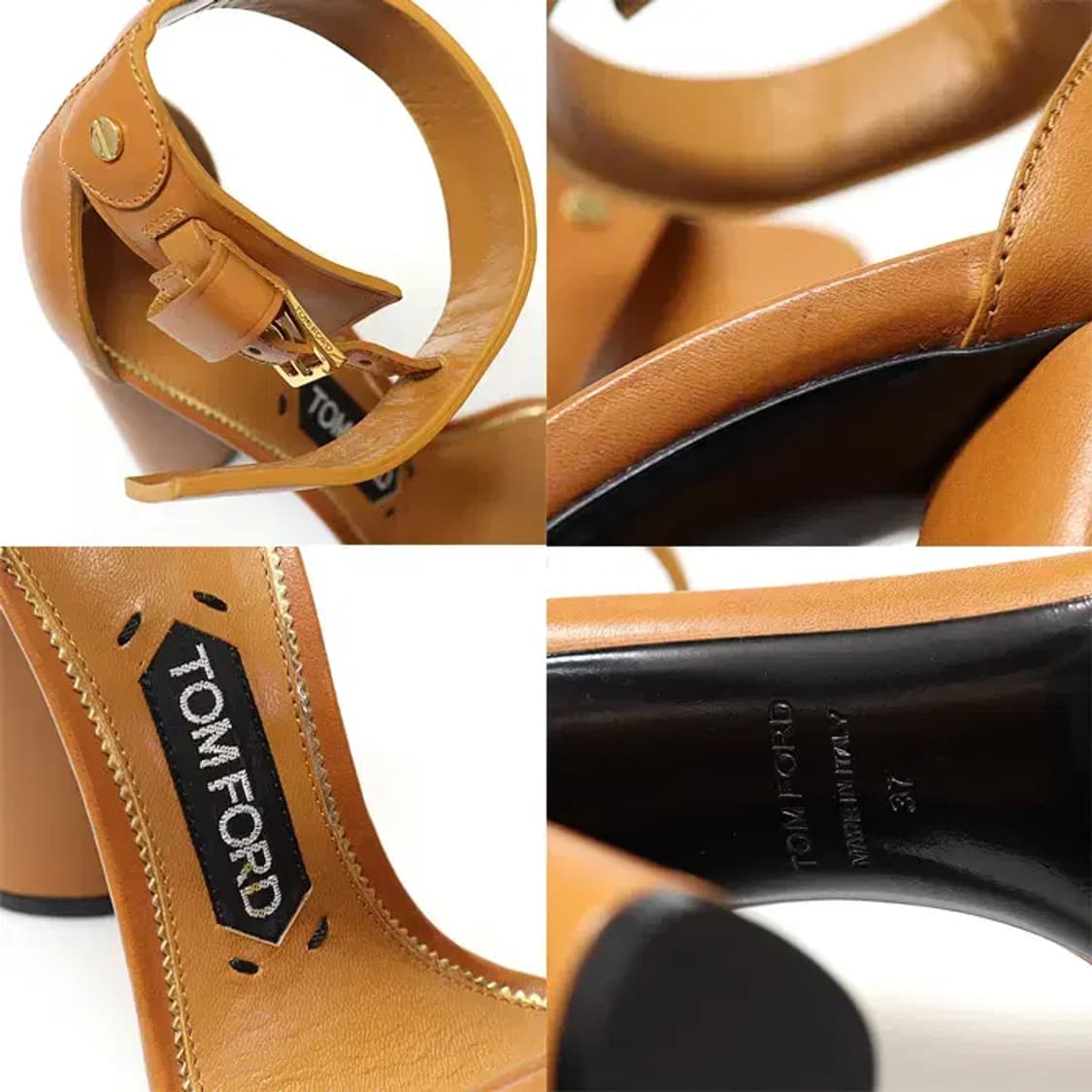 톰포드 W2063T 브라운 레더 블럭 힐 여성 샌들 23424TOM 상품이미지7