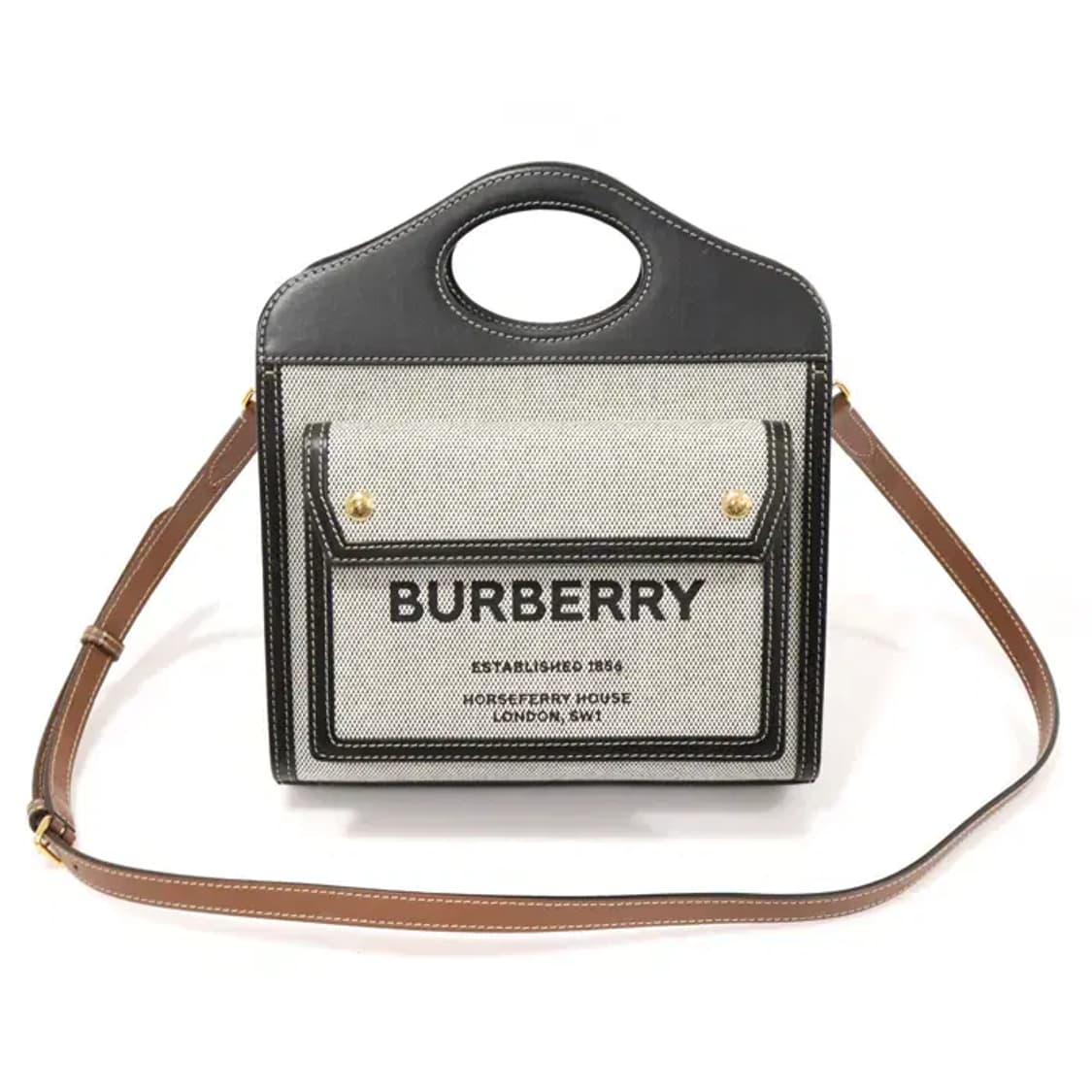 버버리 80324371 투톤 캔버스 미니 포켓 토트 EP82579BU 상품이미지1