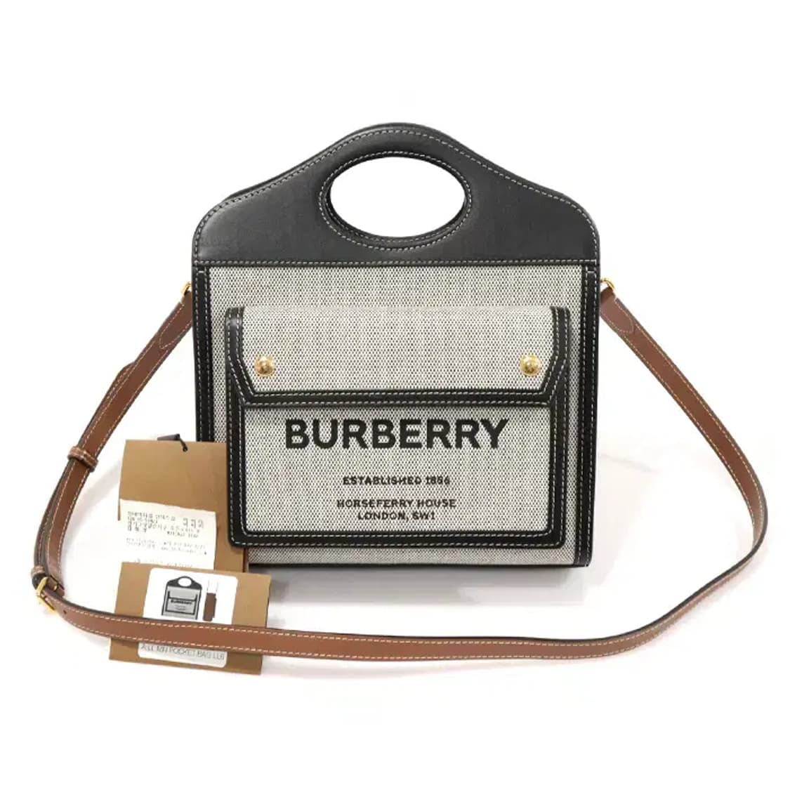 버버리 80324371 투톤 캔버스 미니 포켓 토트 EP82579BU 상품이미지2