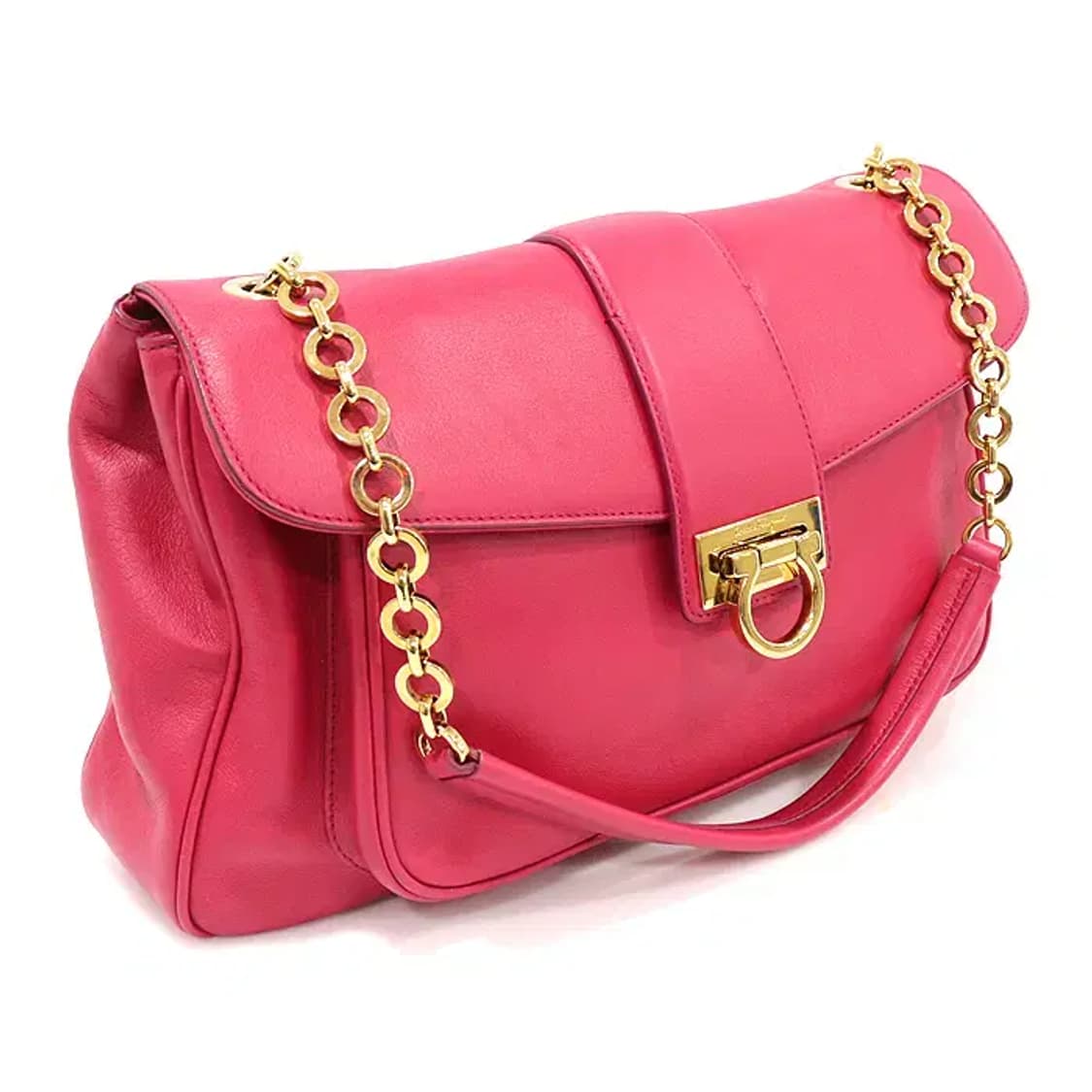 페라가모 21 E463 핑크 레더 금장 간치니 숄더백 EP79034FE 상품이미지2