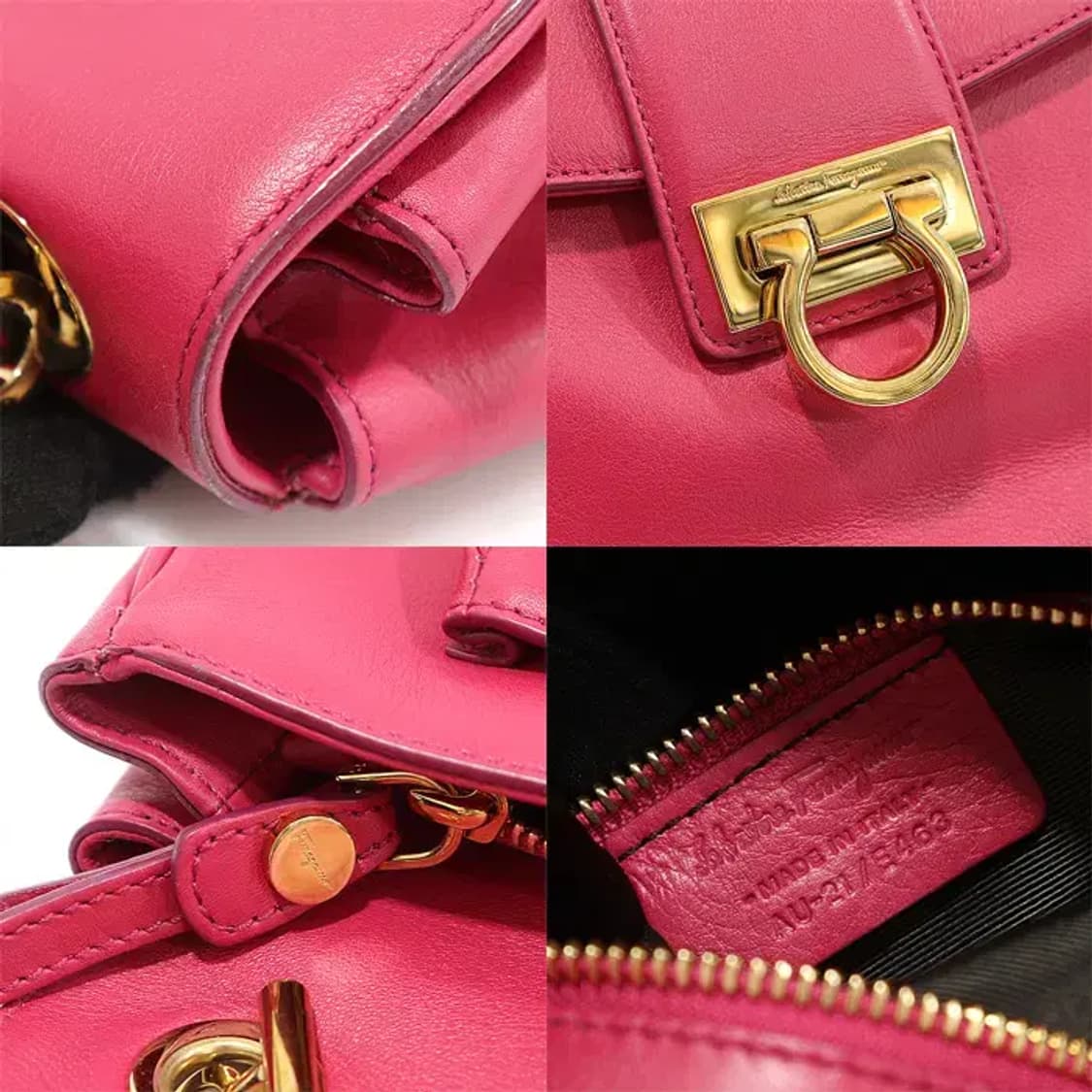 페라가모 21 E463 핑크 레더 금장 간치니 숄더백 EP79034FE 상품이미지7