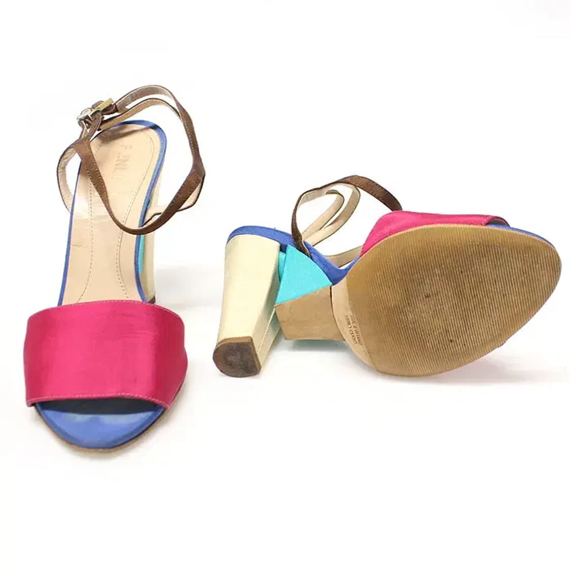 펜디 멀티 컬러 새틴 스트랩 여성 샌들 36 12304FD 상품이미지5